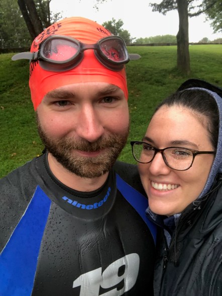 George and his wife at the triathlon